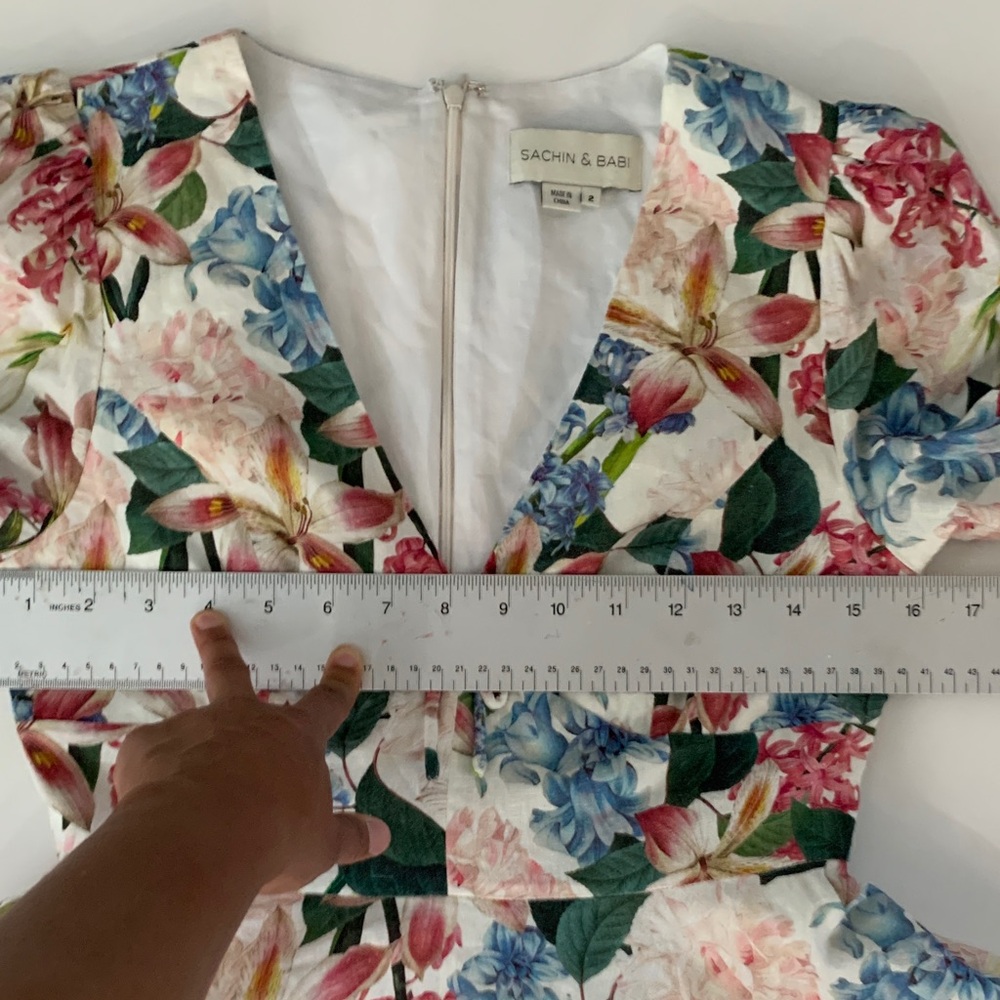 🌸 Sachin & Babi Dolce Floral Mini Dress Size 2 Antico Botanico Linen Blend EUC - Picture 12 of 15